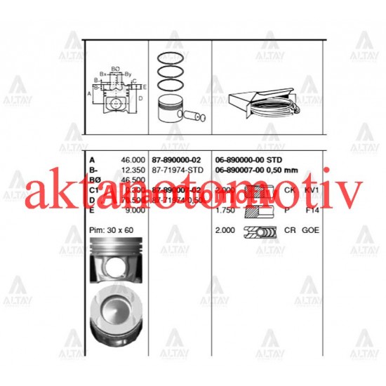 PİSTON SEGMANLI TRAFIC III 1.6DCI 050 80mm